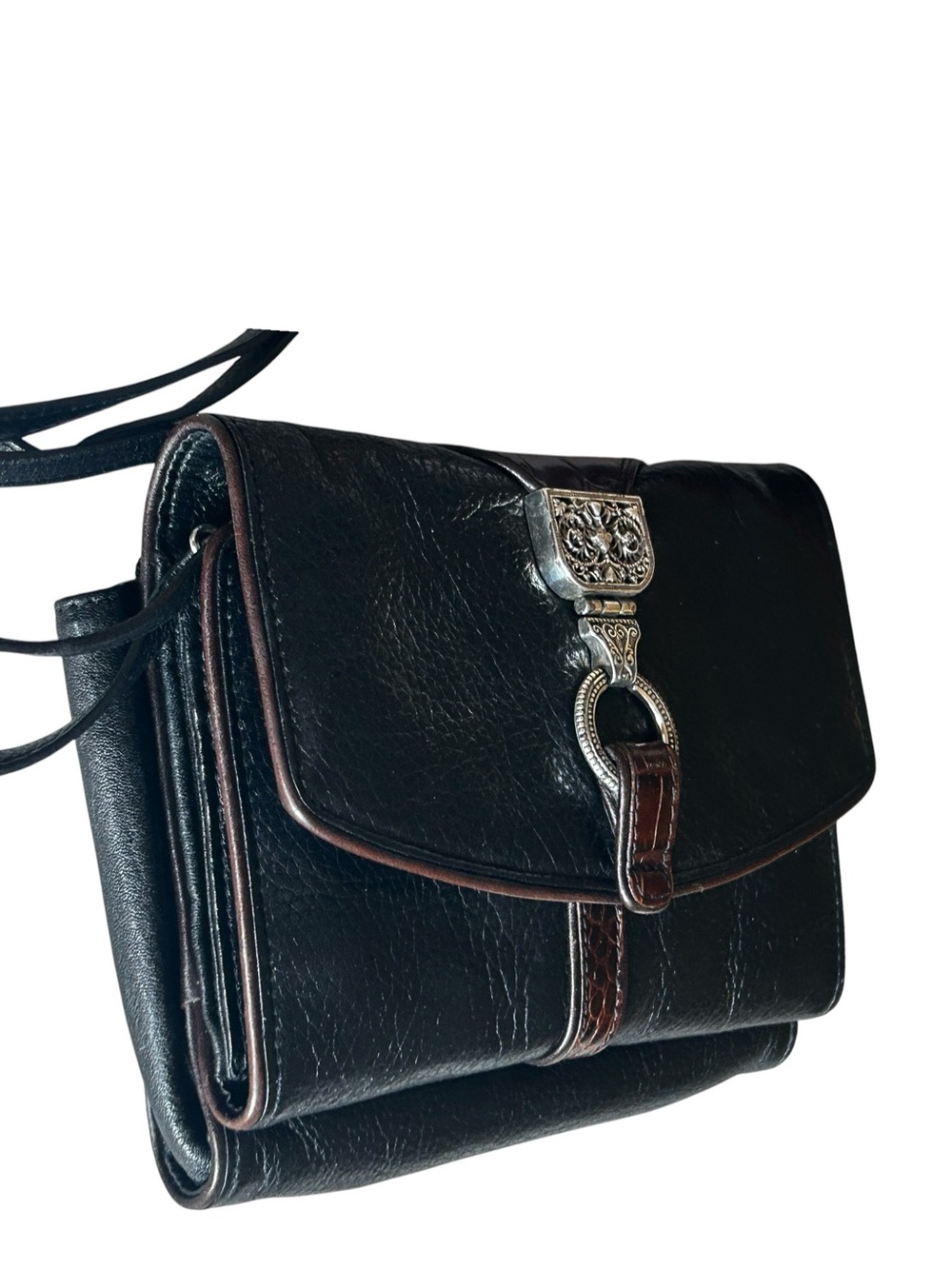 Brighton Nepal Pebbled Leather Croco-Embossed Crossbody Organizer - Picture 15 of 17